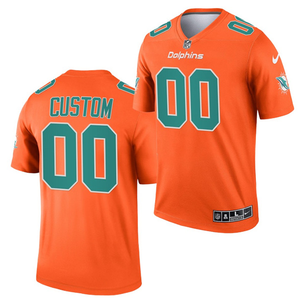 Men's Miami Dolphins ACTIVE PLAYER Custom 2021 Orange Inverted Legend Stitched Jersey